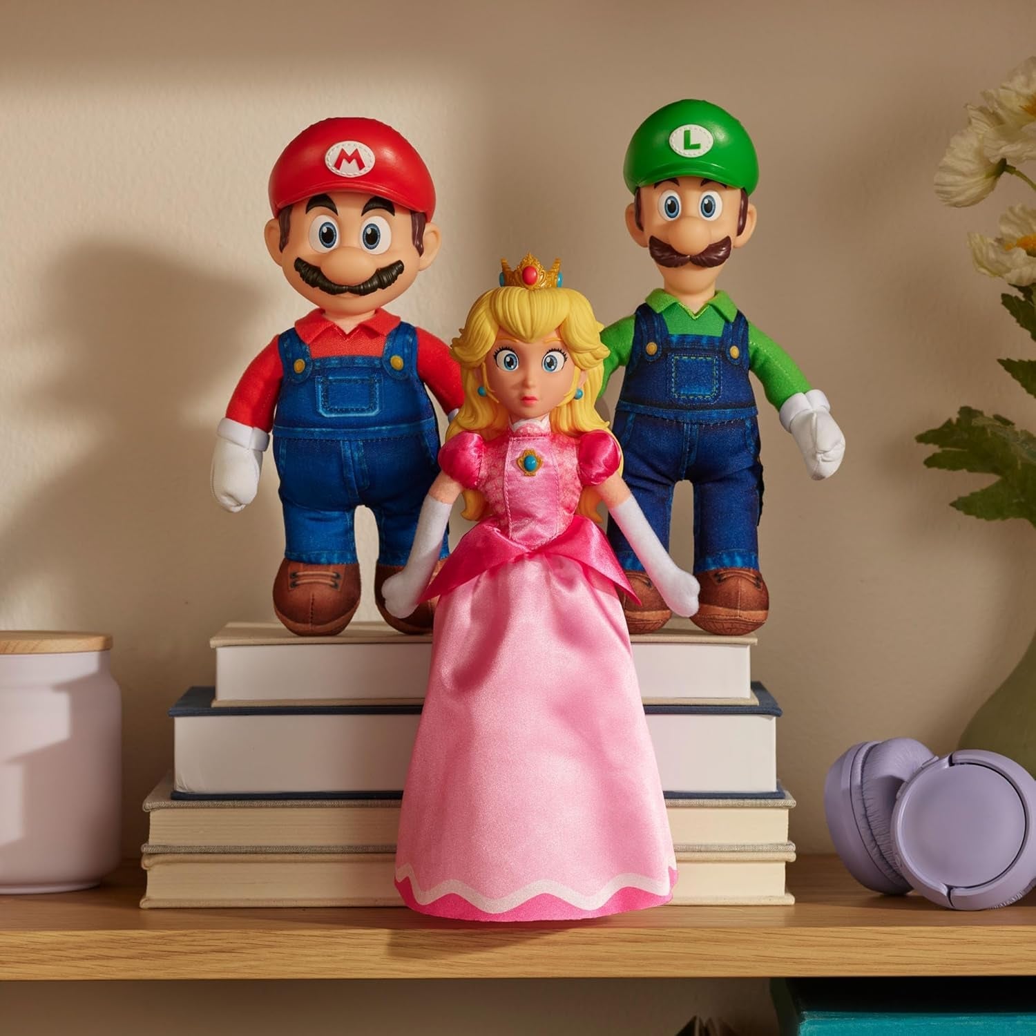 The Super Mario Galaxy Movie – 9" Plush 3-Pack Bundle Series 1 - Premium Detail Roto Head Plush, Includes Mario, Luigi, and Princess Peach Characters!