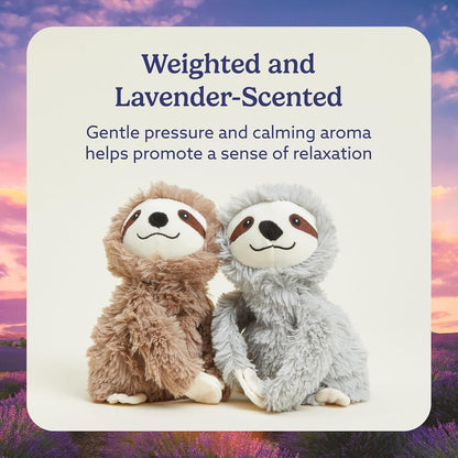 Hugs Duo, Microwavable & Weighted Stuffed Animals, Sloth - Heated Stuffed Animal Plushie for Warmth & Comfort - Cute Soft Plush Toys for Adults & Children (Boys, Girls, Babies & Toddlers)