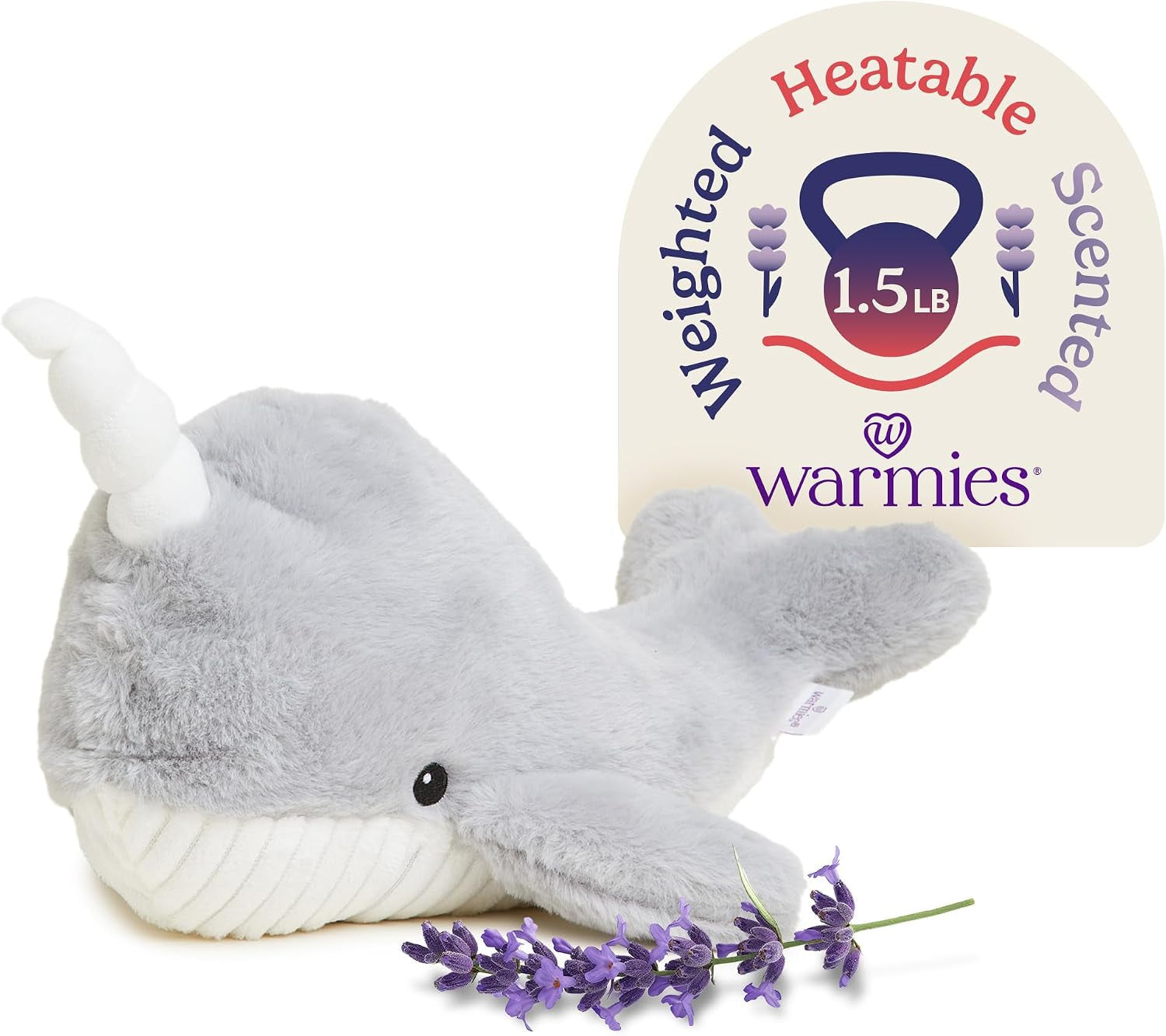 Microwavable & Weighted Stuffed Animals, Narwhal - Heated Stuffed Animal Plushie for Warmth & Comfort - Cute Soft Plush Toys for Adults & Children (Boys, Girls, Babies & Toddlers)