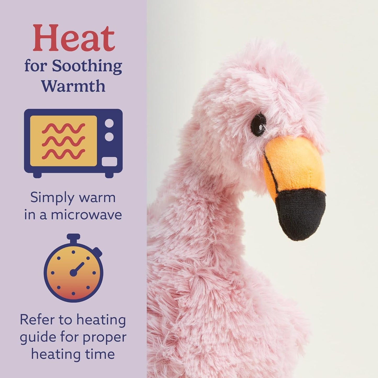 Microwavable & Weighted Stuffed Animals, Flamingo - Heatable Plush, Stuffed Animal Heating Pad, Lavender Scented Plush for Cozy Snuggles, for Adults & Children (Boys, Girls, Babies & Toddlers)