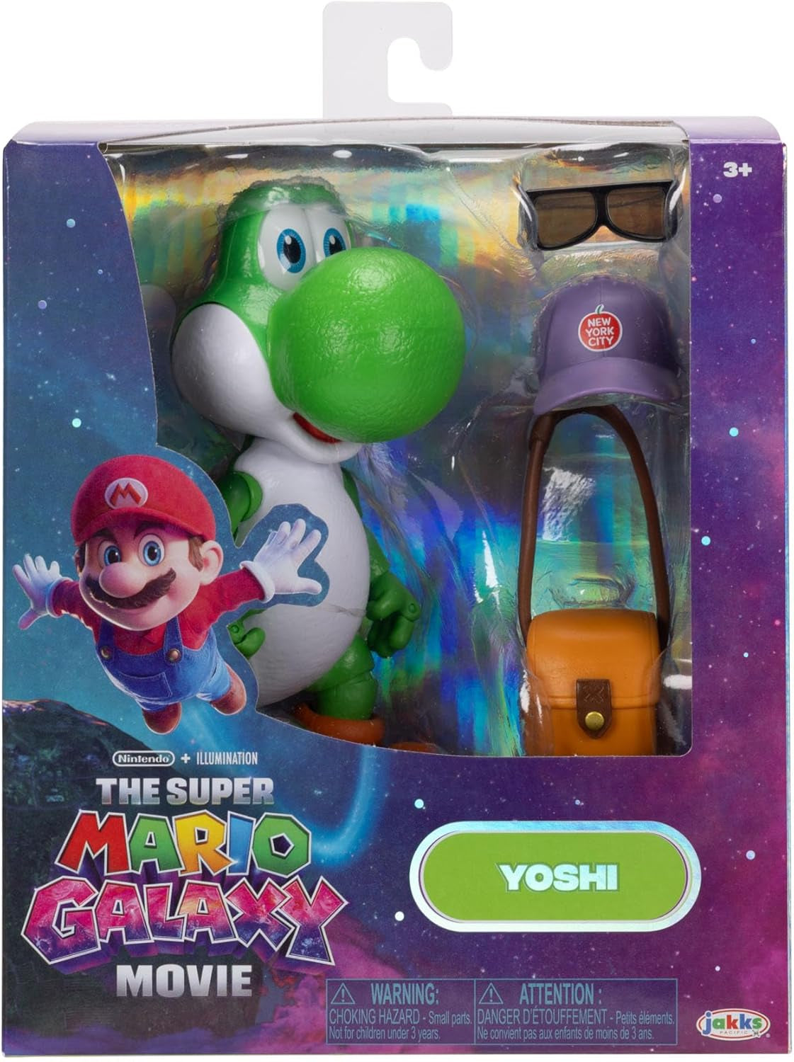 The Super Mario Galaxy Movie 5” Action Figures Series 1 – Yoshi Figure with Hat, Sunglasses, and Satchel Accessories - Premium Details 20 Points of Articulation
