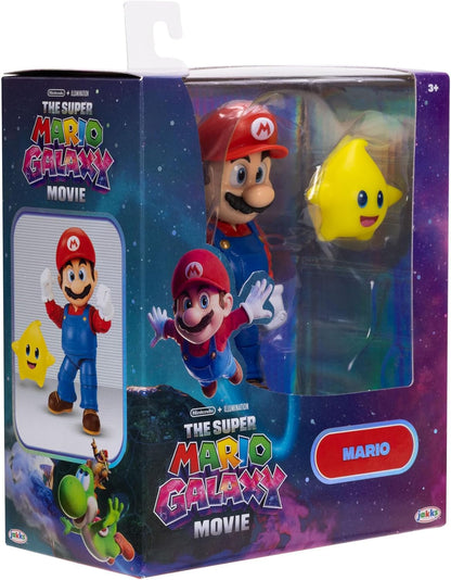 The Super Mario Galaxy Movie 5” Action Figures Series 1 – Mario Figure with Yellow Glow-In-The Dark Luma Star Accessory - Premium Details 22 Points of Articulation