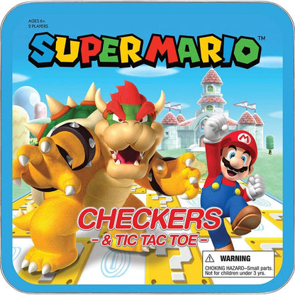Super Mario Checkers & Tic-Tac-Toe Collector'S Game Set for 2 Players | Featuring Mario & Bowser | Collectible Checkers and Tictactoe Perfect for Mario Fans, Model Number: CM005-637-002001-06