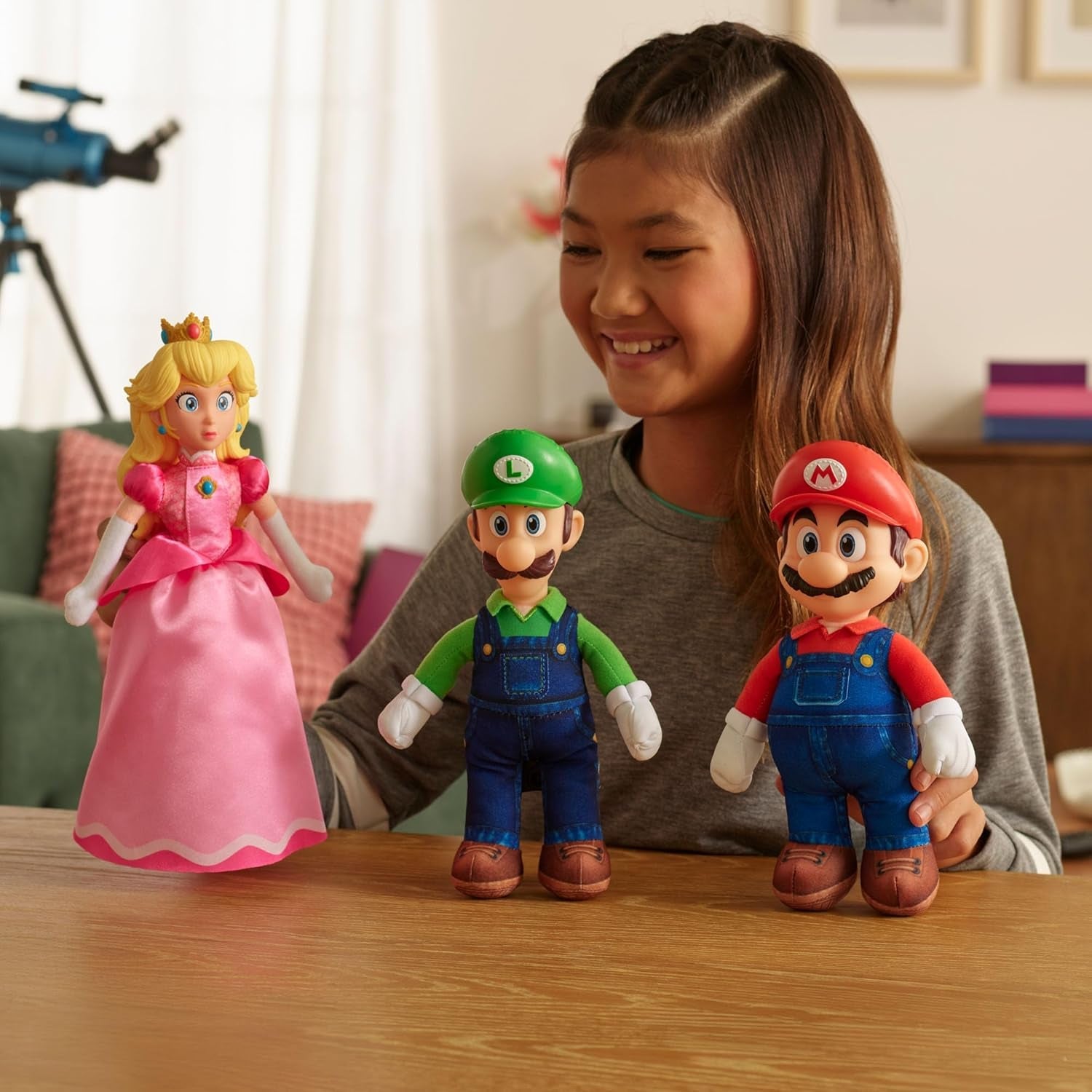 The Super Mario Galaxy Movie – 9" Plush 3-Pack Bundle Series 1 - Premium Detail Roto Head Plush, Includes Mario, Luigi, and Princess Peach Characters!