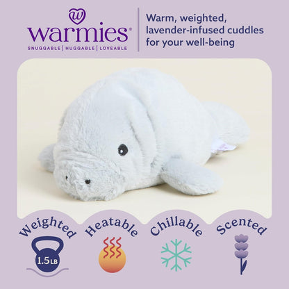 Junior Microwavable & Weighted Stuffed Animals, Manatee - Heated Stuffed Animal Plushie for Warmth & Comfort - Cute Soft Plush Toys for Adults & Children (Boys, Girls, Babies & Toddlers)