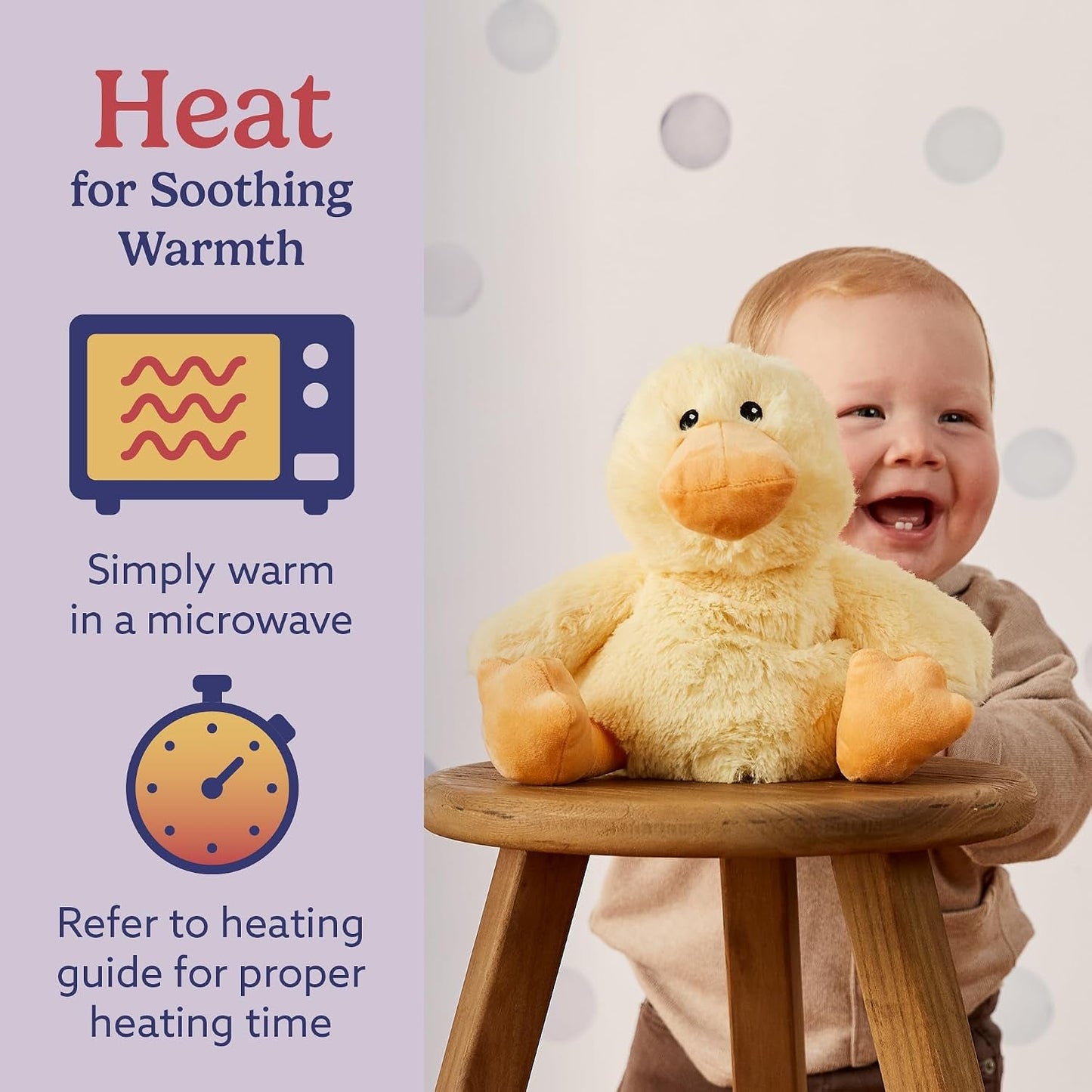 Microwavable & Weighted Stuffed Animals, Duck - Heated Stuffed Animal Plushie for Warmth & Comfort - Cute Soft Plush Toys for Adults & Children (Boys, Girls, Babies & Toddlers)