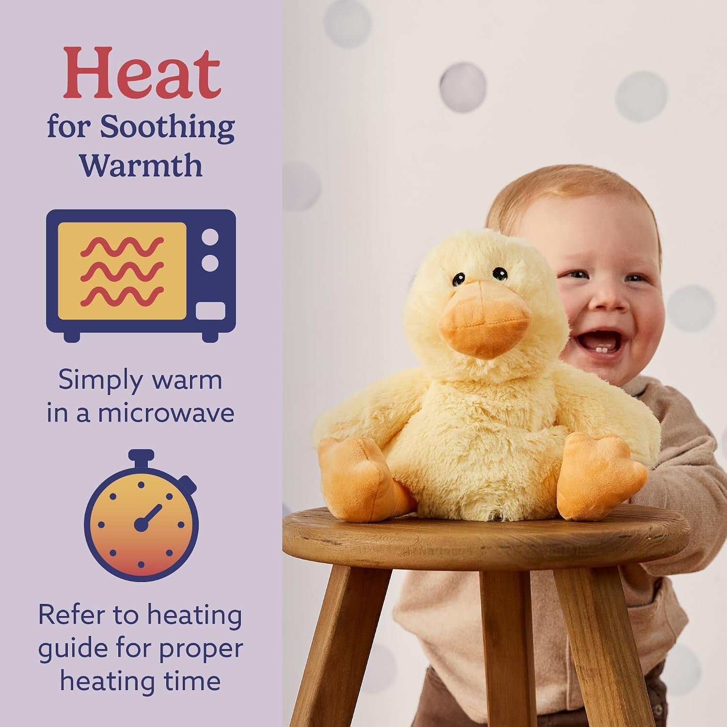 Microwavable & Weighted Stuffed Animals, Duck - Heated Stuffed Animal Plushie for Warmth & Comfort - Cute Soft Plush Toys for Adults & Children (Boys, Girls, Babies & Toddlers)
