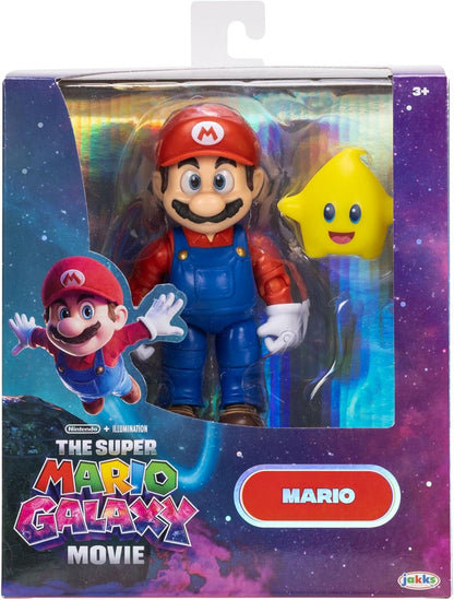 The Super Mario Galaxy Movie 5” Action Figures Series 1 – Mario Figure with Yellow Glow-In-The Dark Luma Star Accessory - Premium Details 22 Points of Articulation