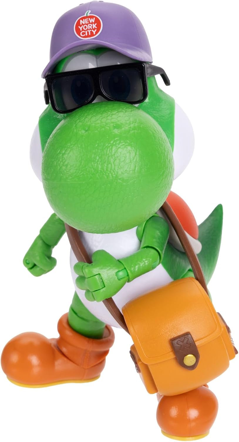 The Super Mario Galaxy Movie 5” Action Figures Series 1 – Yoshi Figure with Hat, Sunglasses, and Satchel Accessories - Premium Details 20 Points of Articulation