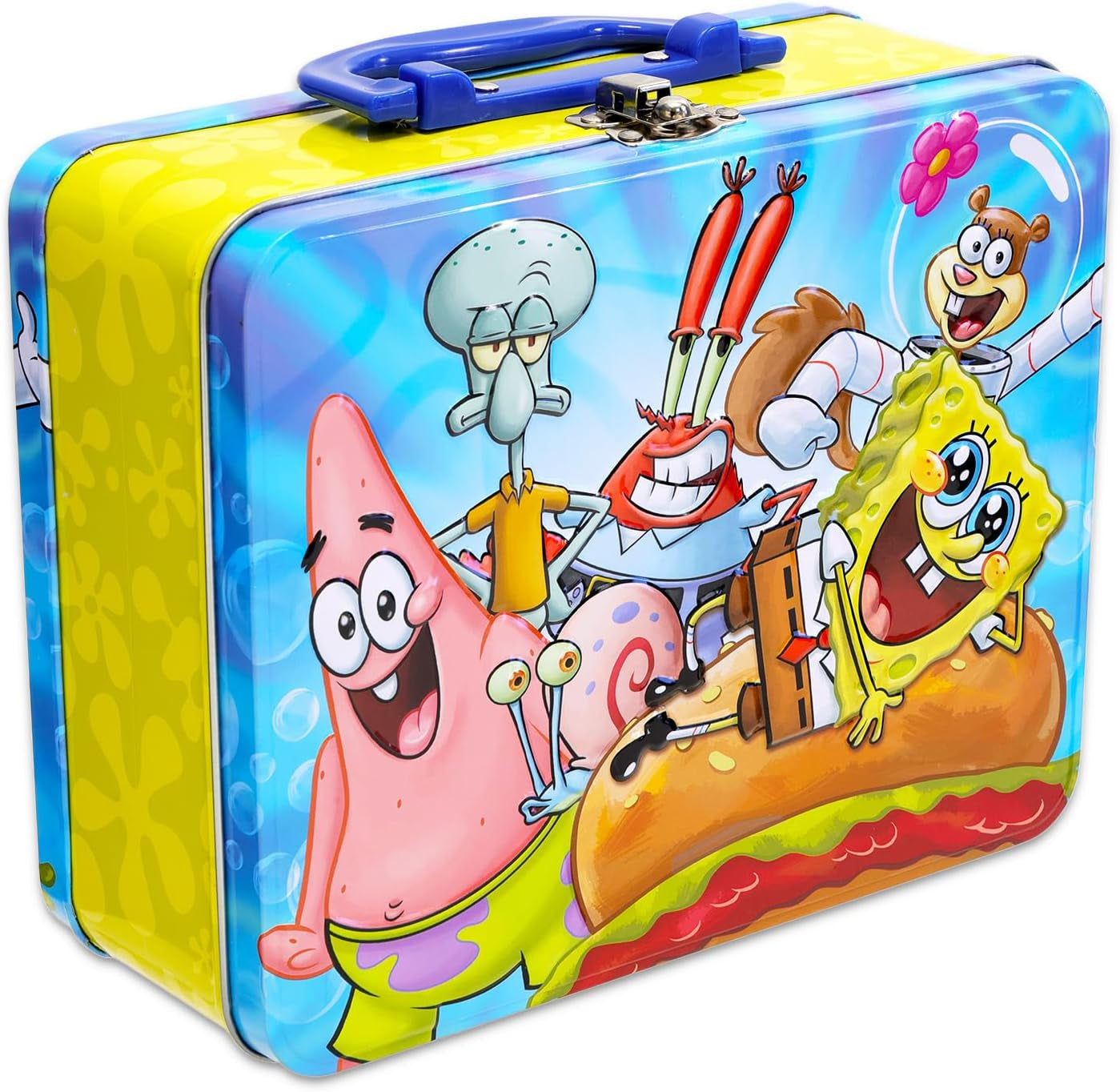 Spongebob Squarepants Tin Lunch Box Puzzle Bundle | Lunchbox with 48 Piece Puzzle plus Tattoos, Stickers, More | Spongebob School Supplies Set for Kids