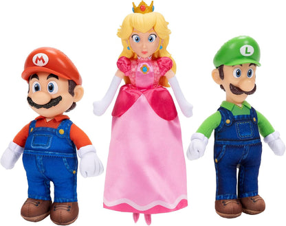 The Super Mario Galaxy Movie – 9" Plush 3-Pack Bundle Series 1 - Premium Detail Roto Head Plush, Includes Mario, Luigi, and Princess Peach Characters!