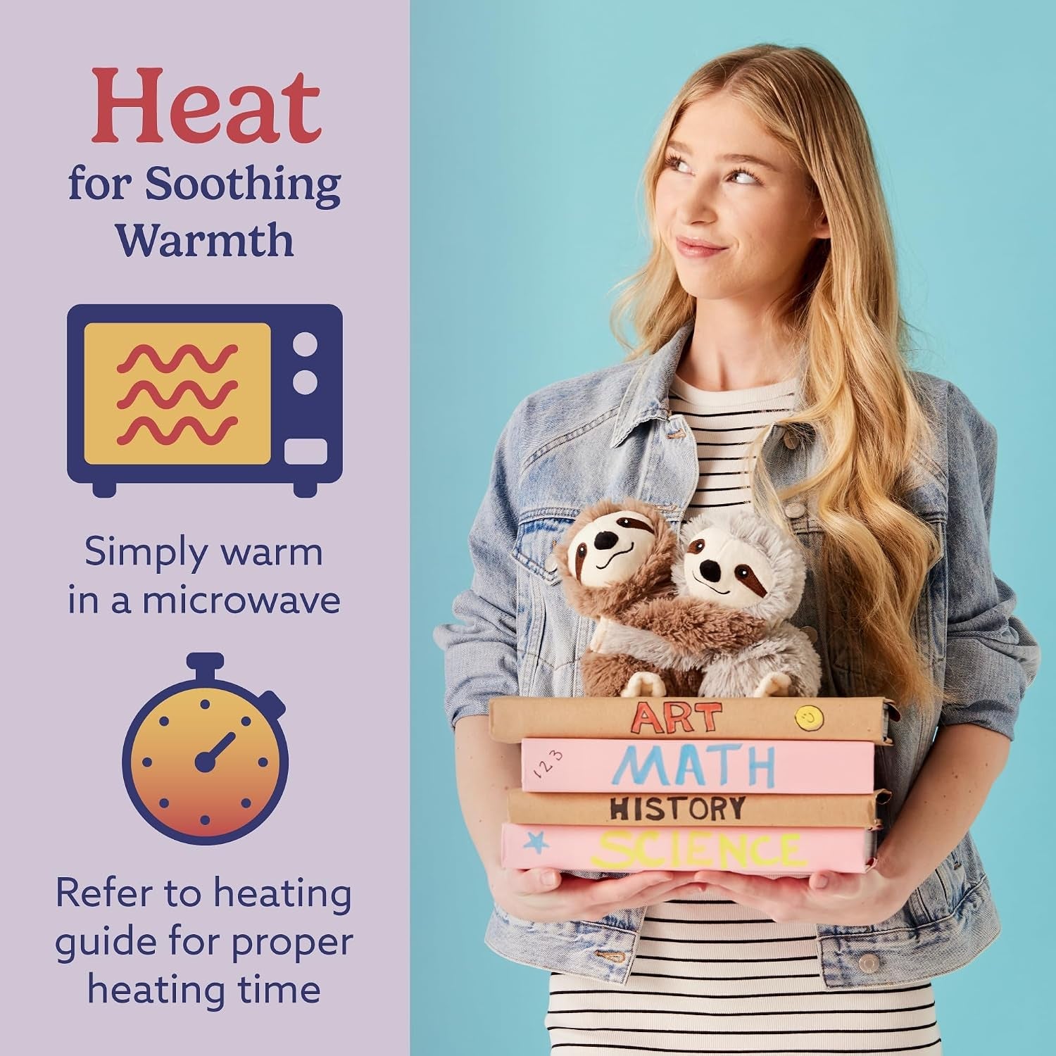 Hugs Duo, Microwavable & Weighted Stuffed Animals, Sloth - Heated Stuffed Animal Plushie for Warmth & Comfort - Cute Soft Plush Toys for Adults & Children (Boys, Girls, Babies & Toddlers)