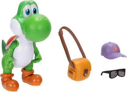 The Super Mario Galaxy Movie 5” Action Figures Series 1 – Yoshi Figure with Hat, Sunglasses, and Satchel Accessories - Premium Details 20 Points of Articulation