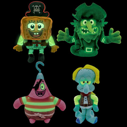 Movie: the Search for Squarepants - Bikini Bottom Glow Pals 6" Plush Toy Assortment, Glow-In-The-Dark Spongebob, Patrick, Squidward, Flying Dutchman Collectibles for Kids Ages 3+