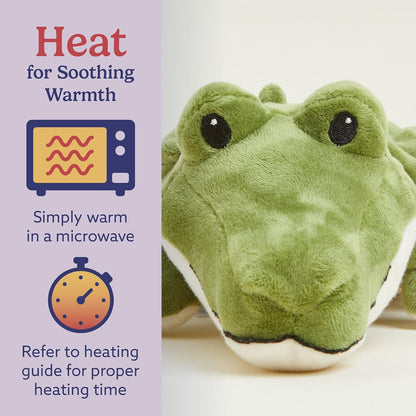Junior Microwavable & Weighted Stuffed Animals, Alligator - Heated Stuffed Animal Plushie for Warmth & Comfort - Cute Soft Plush Toys for Adults & Children (Boys, Girls, Babies & Toddlers)