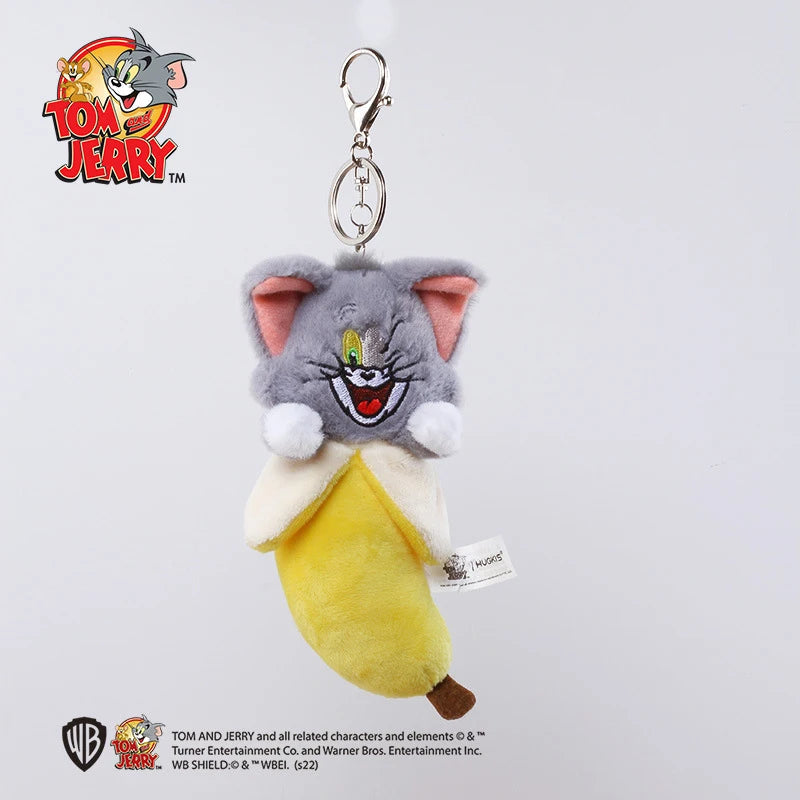 Hot 10Cm Fun Banana Shape and Adorable Ice Cream Shaped Cartoon Tom and Jerry Plush Keychain