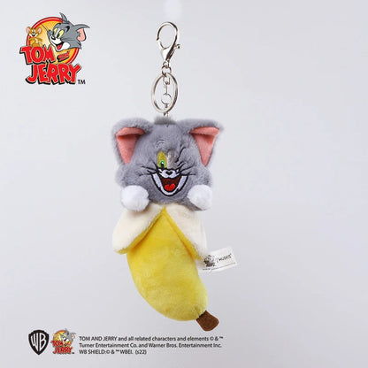 Hot 10Cm Fun Banana Shape and Adorable Ice Cream Shaped Cartoon Tom and Jerry Plush Keychain
