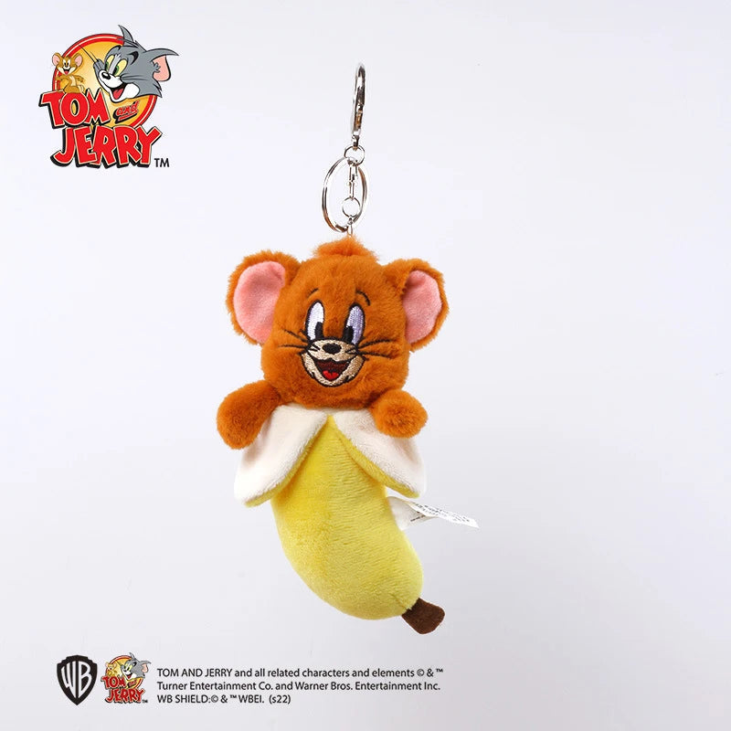 Hot 10Cm Fun Banana Shape and Adorable Ice Cream Shaped Cartoon Tom and Jerry Plush Keychain