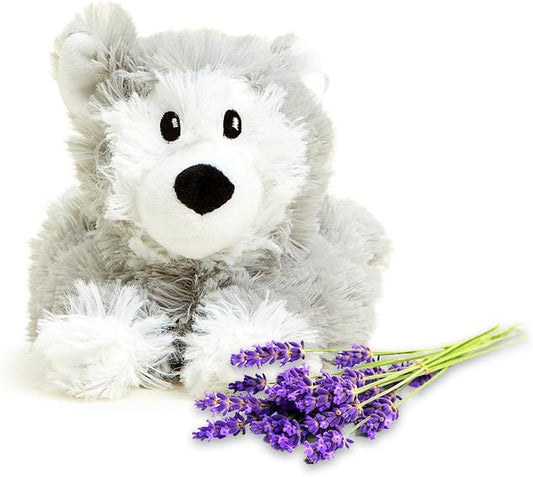 Microwavable French Lavender-Scented Plush Jr Husky - Soothing Lavender Aroma Weighted Plushies for Kids - Microwave Heat Therapy - Heated Stuffed Animals - Grey