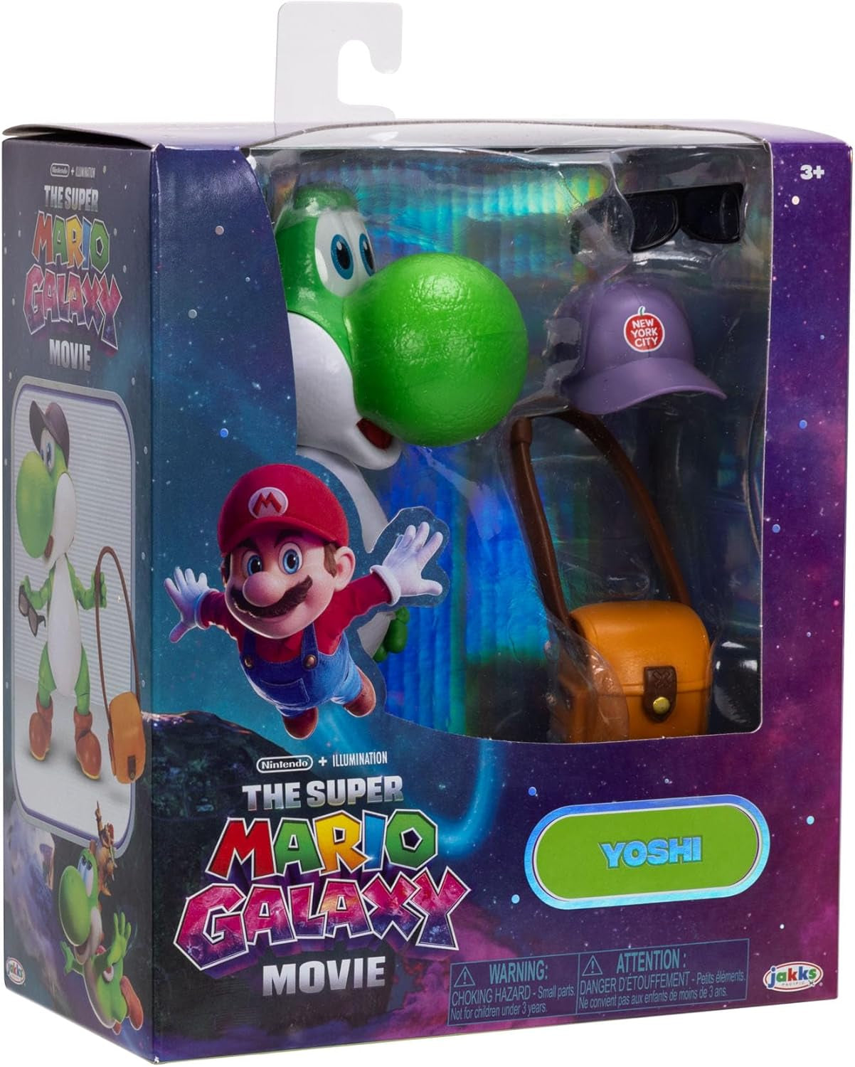 The Super Mario Galaxy Movie 5” Action Figures Series 1 – Yoshi Figure with Hat, Sunglasses, and Satchel Accessories - Premium Details 20 Points of Articulation