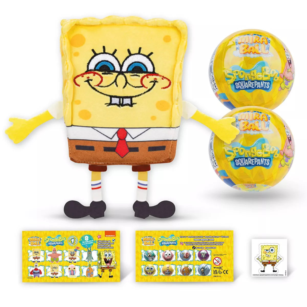 Spongebob Squarepants Miraball, 3-In-1 Surprise, Blind Box Toys for Kids - Collectable Characters - Metal Ball, Plush, Stickers, White Ribbon