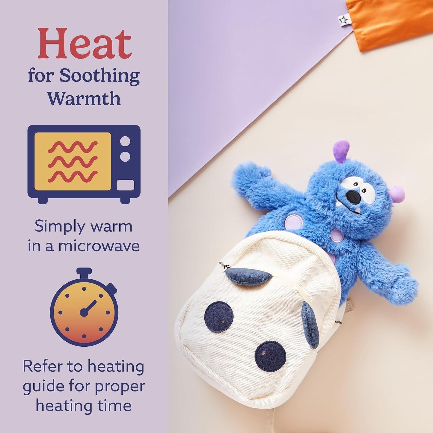 Microwavable & Weighted Stuffed Animals, Blue Monster - Heat & Chill Therapy Animal Heating Pad - Hugging Comfort Weighted Plushies for Adults & Children (Boys, Girls, Babies & Toddlers)