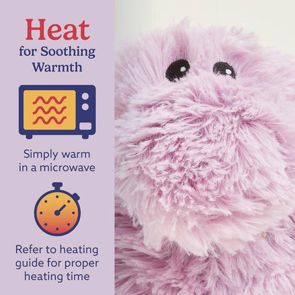 Junior Microwavable & Weighted Stuffed Animal, Hippo - Soothing Microwave Hippo Warmth - Microwavable Lavender Plush Comfort - for Adults & Children (Boys, Girls, Babies & Toddlers)