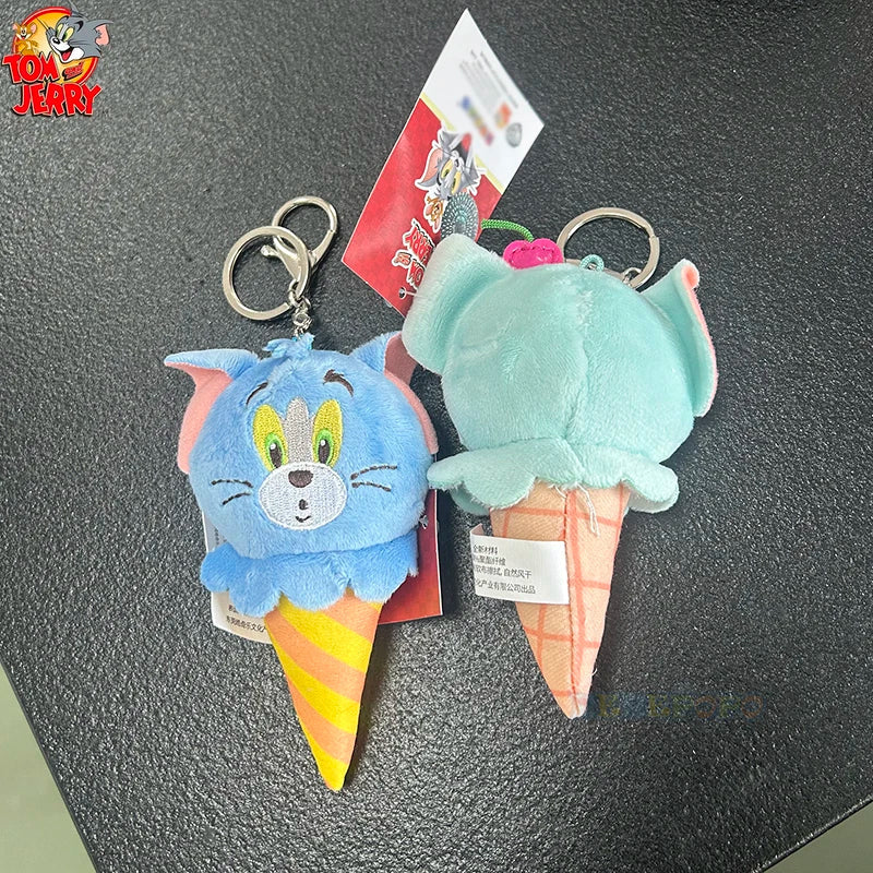 Hot 10Cm Fun Banana Shape and Adorable Ice Cream Shaped Cartoon Tom and Jerry Plush Keychain