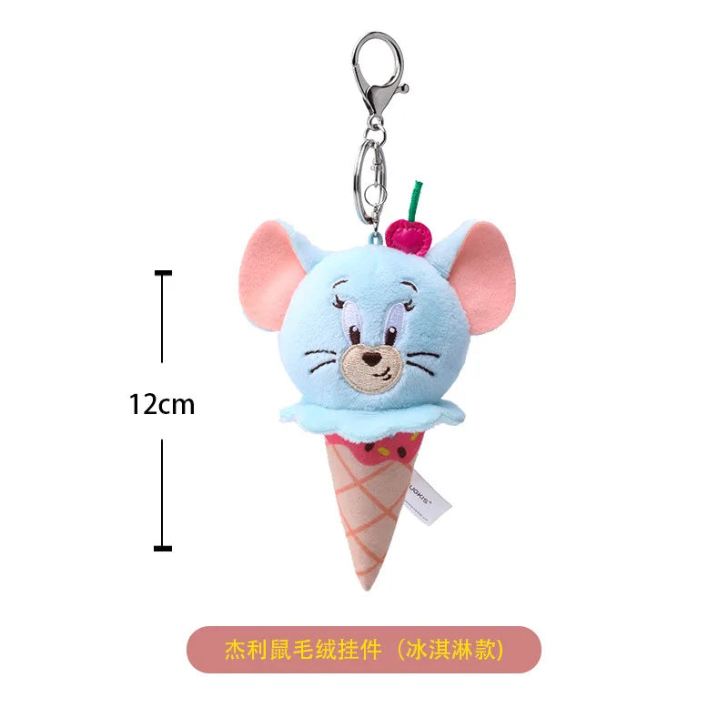 Hot 10Cm Fun Banana Shape and Adorable Ice Cream Shaped Cartoon Tom and Jerry Plush Keychain