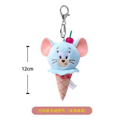 Hot 10Cm Fun Banana Shape and Adorable Ice Cream Shaped Cartoon Tom and Jerry Plush Keychain