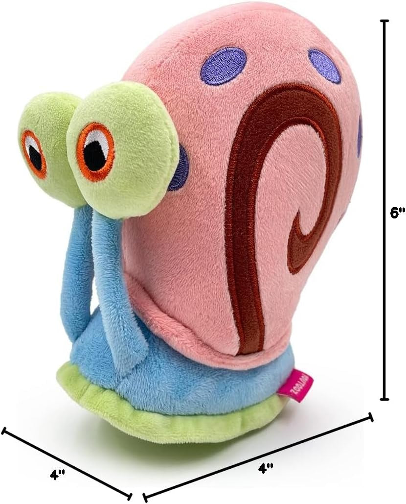 Gary the Snail Stickie in 6", Magnetic and Soft Spongebob Squarepants Collectible Gary the Snail Plush - Cute Spongebob Toys Collection