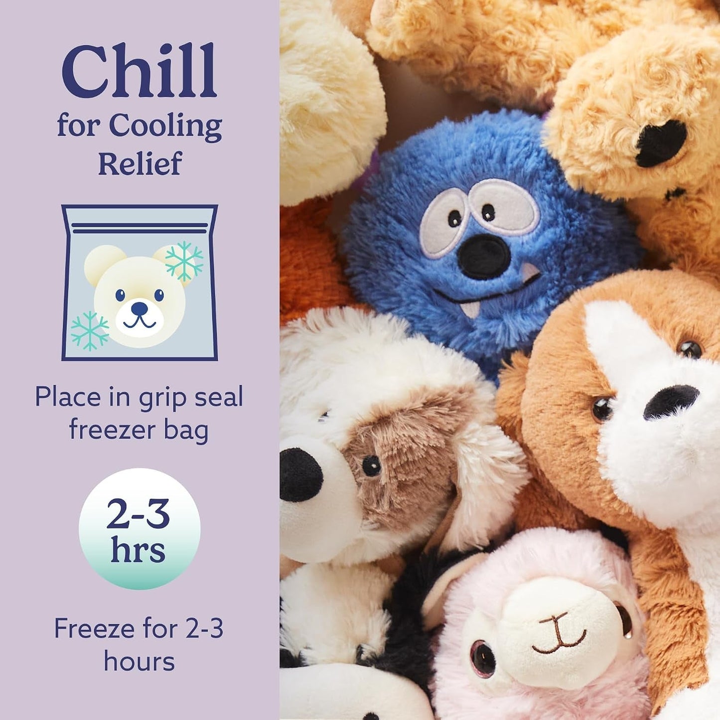 Microwavable & Weighted Stuffed Animals, Blue Monster - Heat & Chill Therapy Animal Heating Pad - Hugging Comfort Weighted Plushies for Adults & Children (Boys, Girls, Babies & Toddlers)