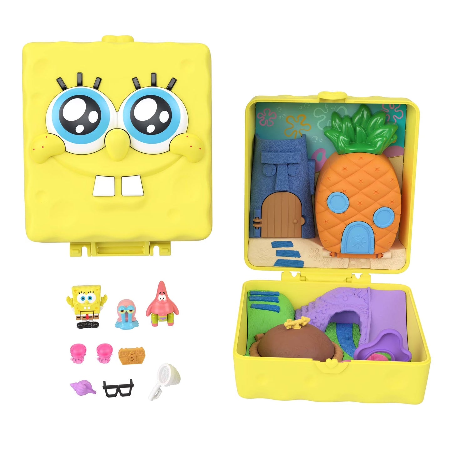 Micro Dolls and Playset, Spongebob Partnership Compact with Patrick Doll, 7 Accessories