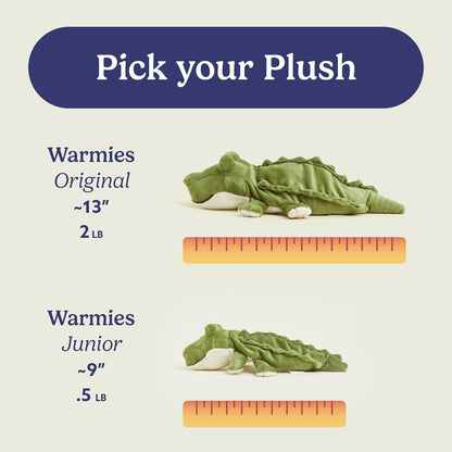 Junior Microwavable & Weighted Stuffed Animals, Alligator - Heated Stuffed Animal Plushie for Warmth & Comfort - Cute Soft Plush Toys for Adults & Children (Boys, Girls, Babies & Toddlers)