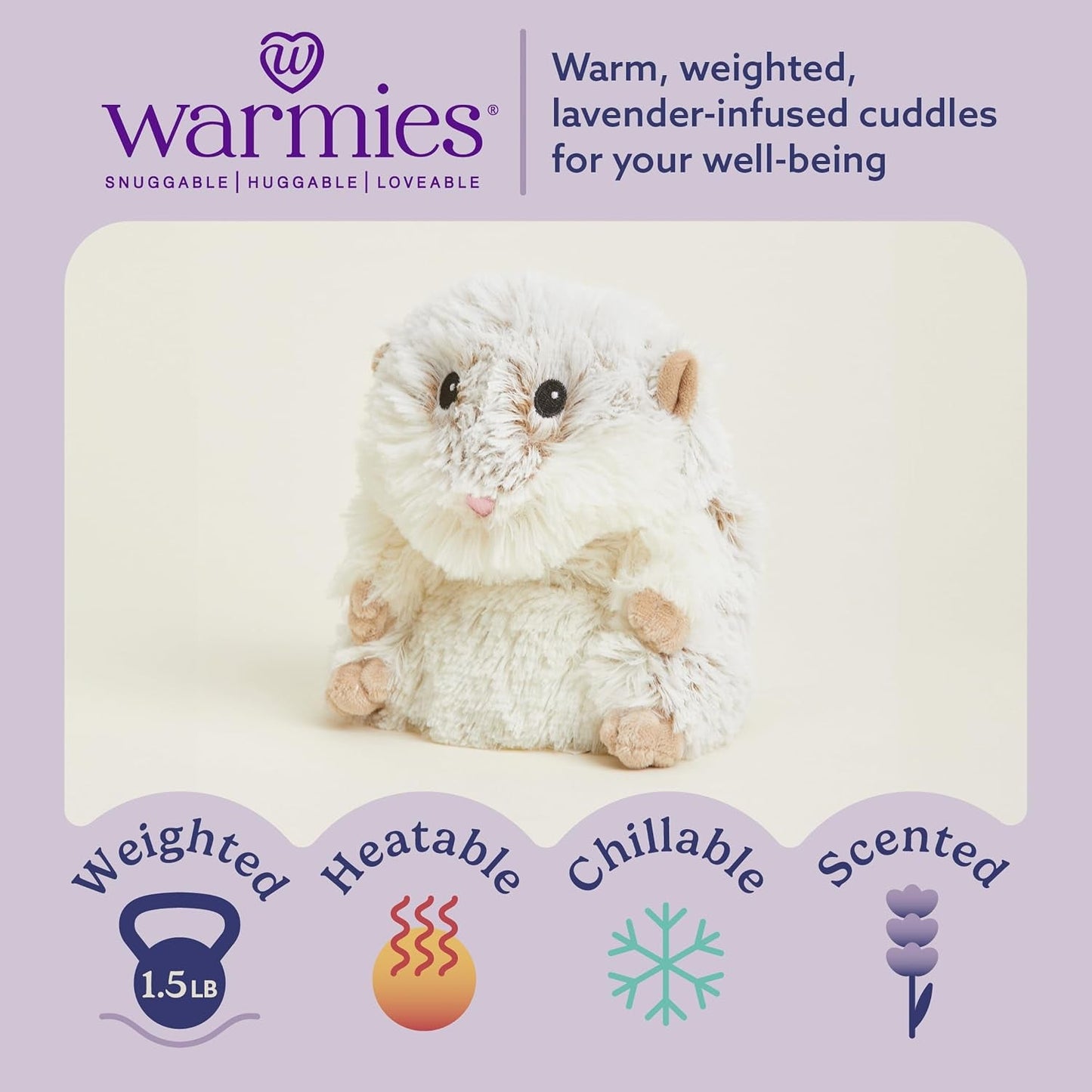 Microwavable & Weighted Stuffed Animals, Hamster - Heated Stuffed Animal Plushie for Warmth & Comfort - Cute Soft Plush Toys for Adults & Children (Boys, Girls, Babies & Toddlers)