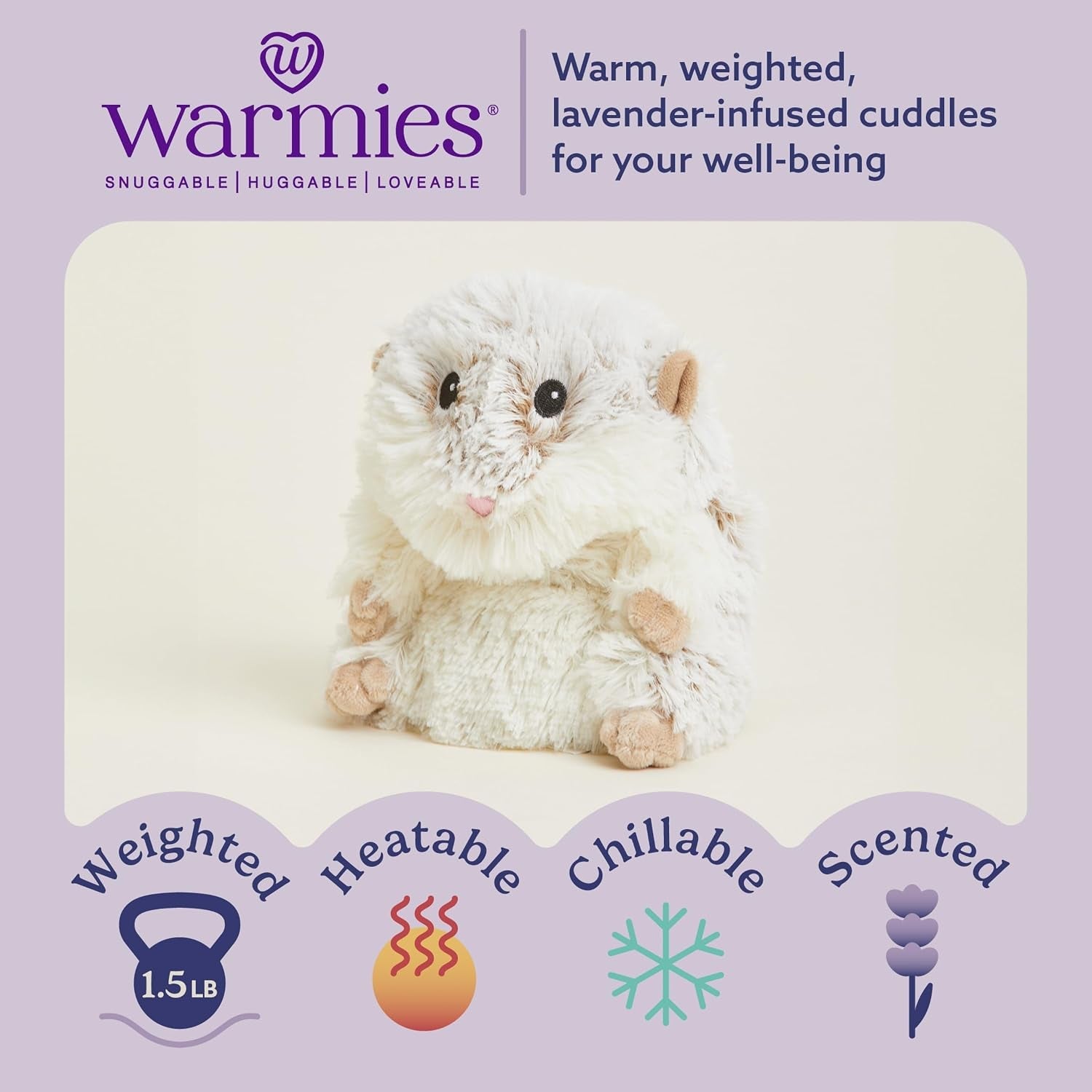 Microwavable & Weighted Stuffed Animals, Hamster - Heated Stuffed Animal Plushie for Warmth & Comfort - Cute Soft Plush Toys for Adults & Children (Boys, Girls, Babies & Toddlers)