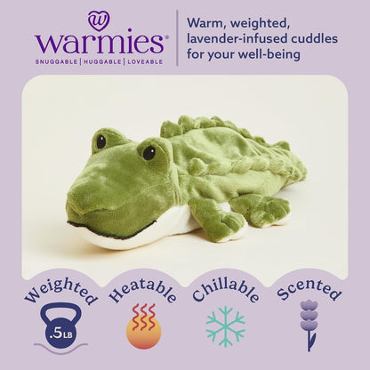 Junior Microwavable & Weighted Stuffed Animals, Alligator - Heated Stuffed Animal Plushie for Warmth & Comfort - Cute Soft Plush Toys for Adults & Children (Boys, Girls, Babies & Toddlers)