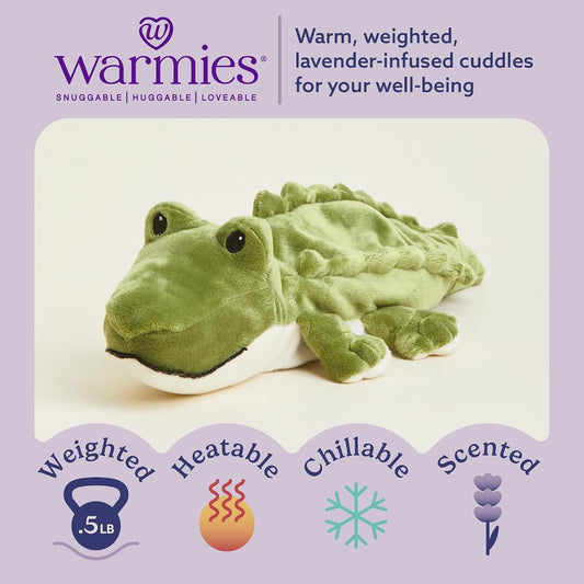 Junior Microwavable & Weighted Stuffed Animals, Alligator - Heated Stuffed Animal Plushie for Warmth & Comfort - Cute Soft Plush Toys for Adults & Children (Boys, Girls, Babies & Toddlers)